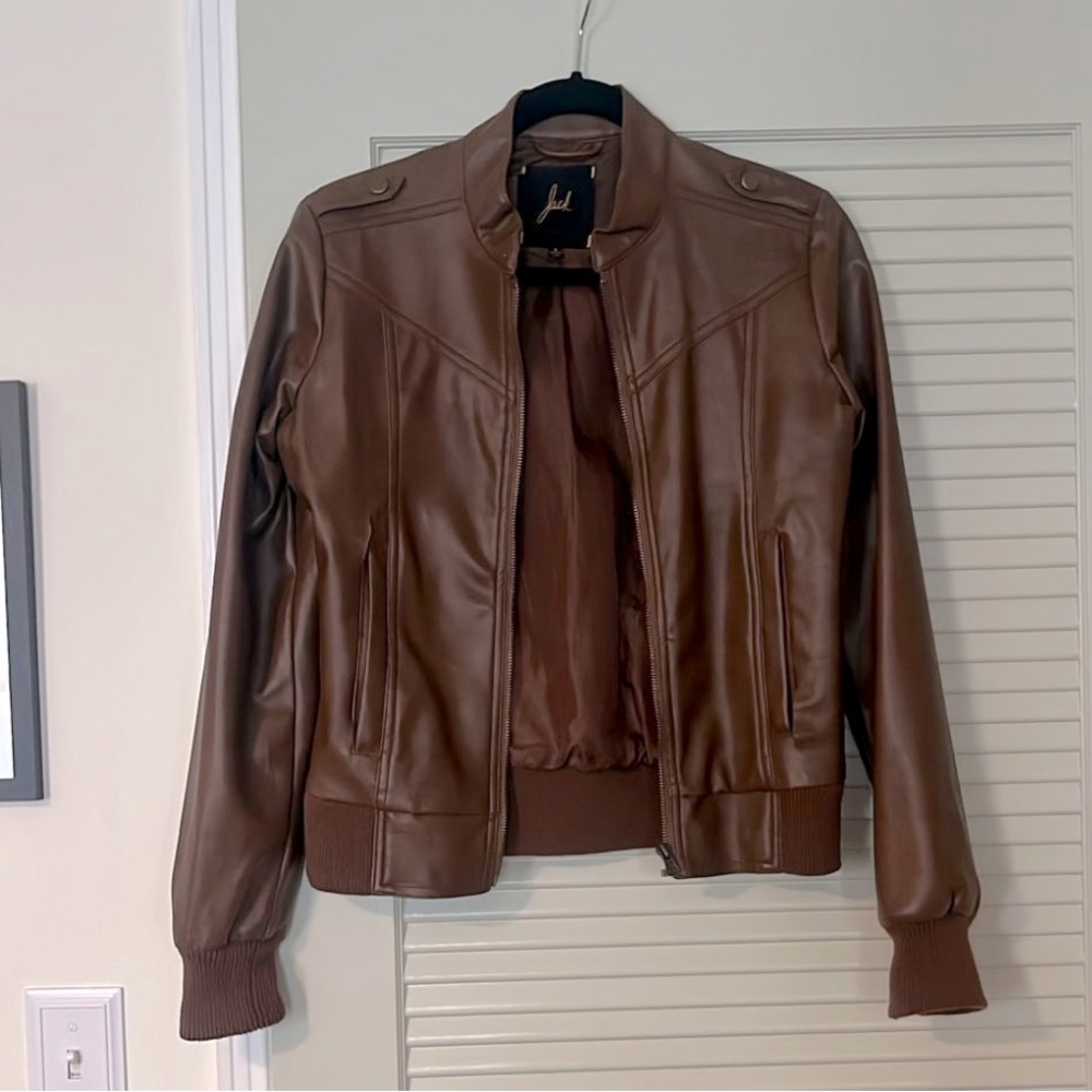 Women’s brown vegan leather jacket size small